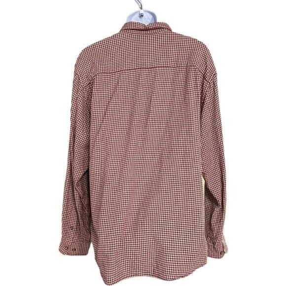 Mens Eddie Bauer AKA Red & White Checkered Cotton Shirt XL Long Sleeve Button-Up - Picture 3 of 8
